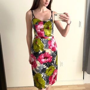 Milly silk floral midi dress